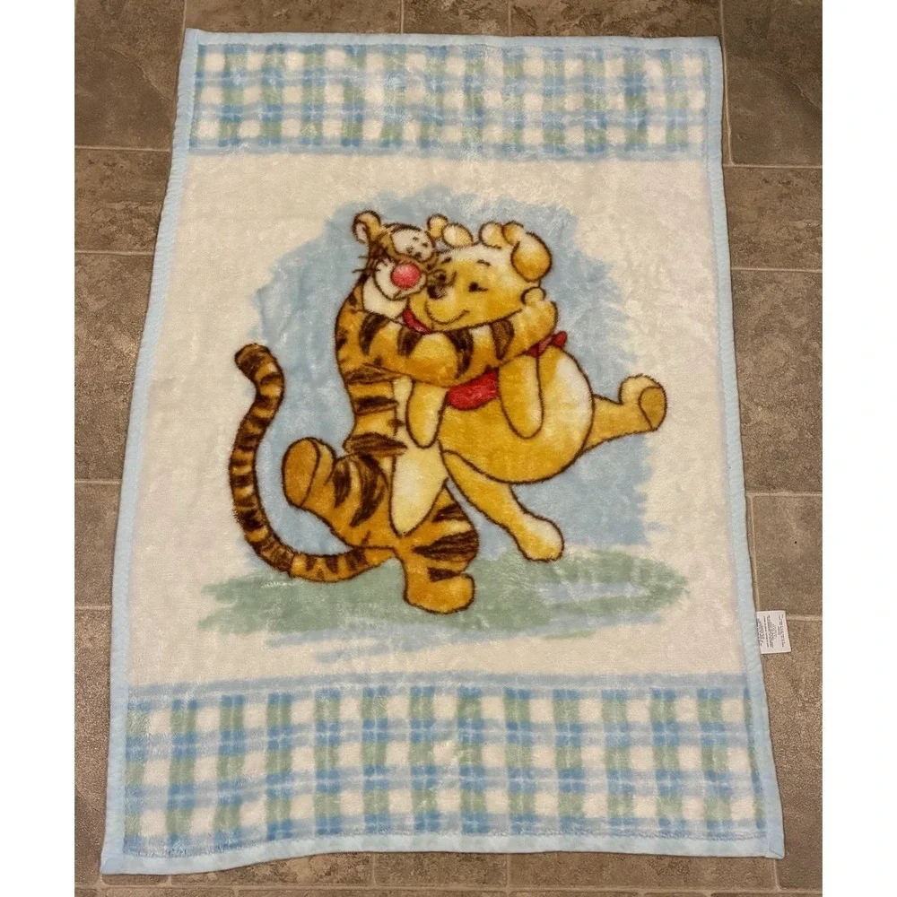 Disney Winnie The Pooh Tigger Plush Throw Blanket Plaid Y2K‎